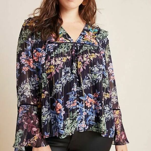 New Anthropologie Vineet Bahl Embroidered Blouse - Picture 1 of 6
